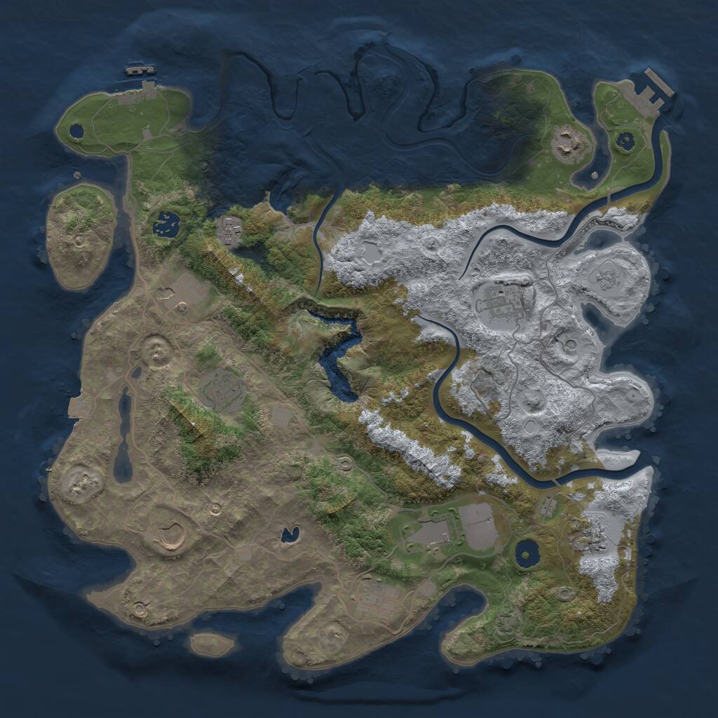 Rust Map: Procedural Map, Size: 4000, Seed: 329296915, 16 Monuments