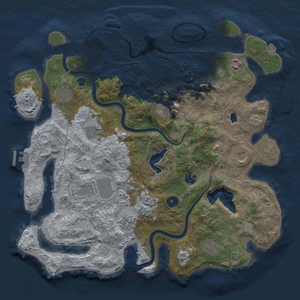 Rust Map: Procedural Map, Size: 4000, Seed: 407, 16 Monuments