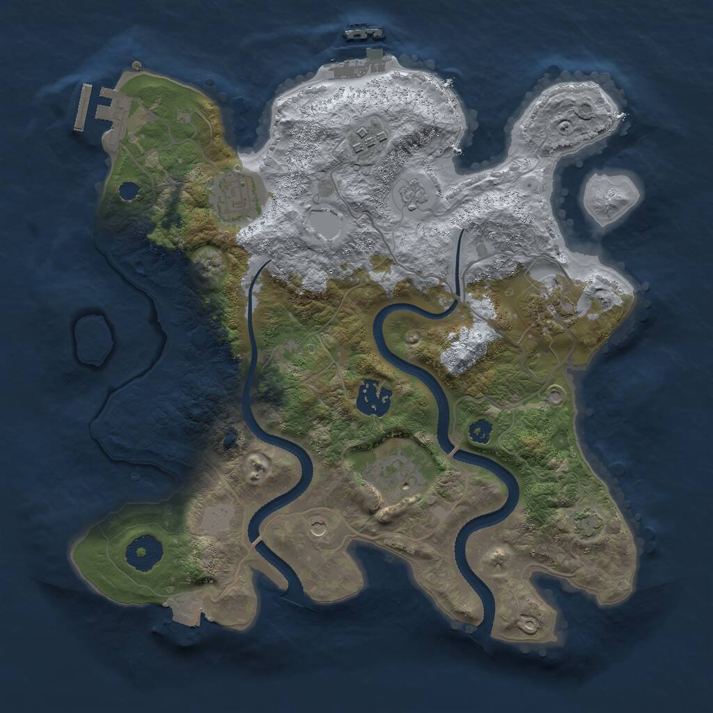 Rust Map: Procedural Map, Size: 3000, Seed: 34087, 11 Monuments