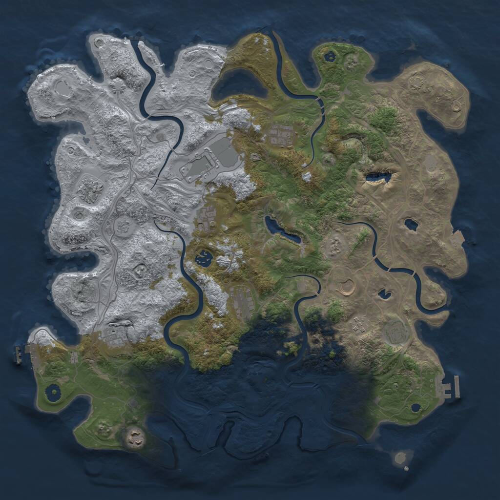 Rust Map: Procedural Map, Size: 4500, Seed: 981155288, 17 Monuments