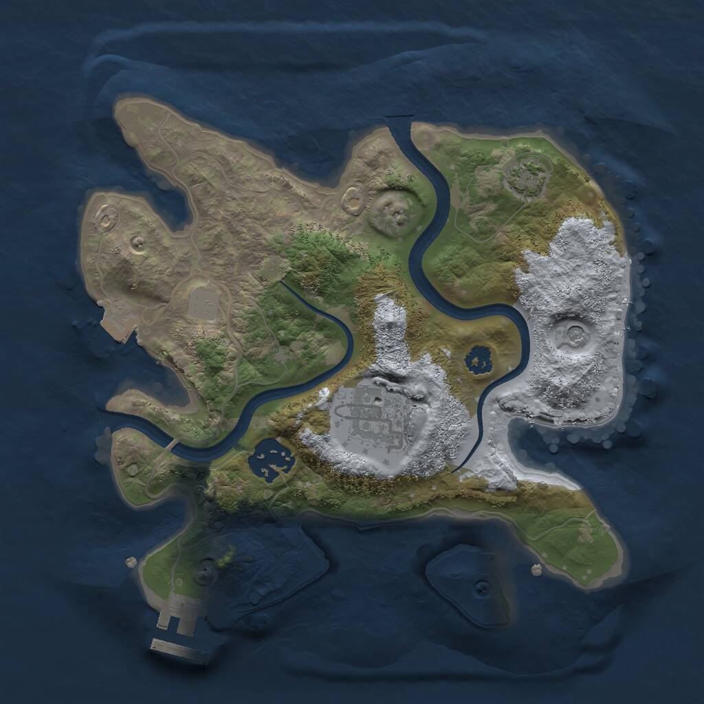 Rust Map: Procedural Map, Size: 2500, Seed: 1480289293, 6 Monuments