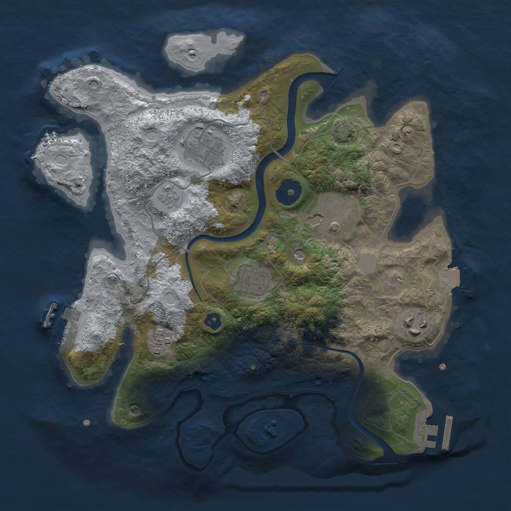 Rust Map: Procedural Map, Size: 3000, Seed: 1040044123, 11 Monuments