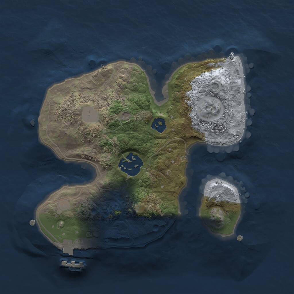 Rust Map: Procedural Map, Size: 2000, Seed: 1395322159, 3 Monuments