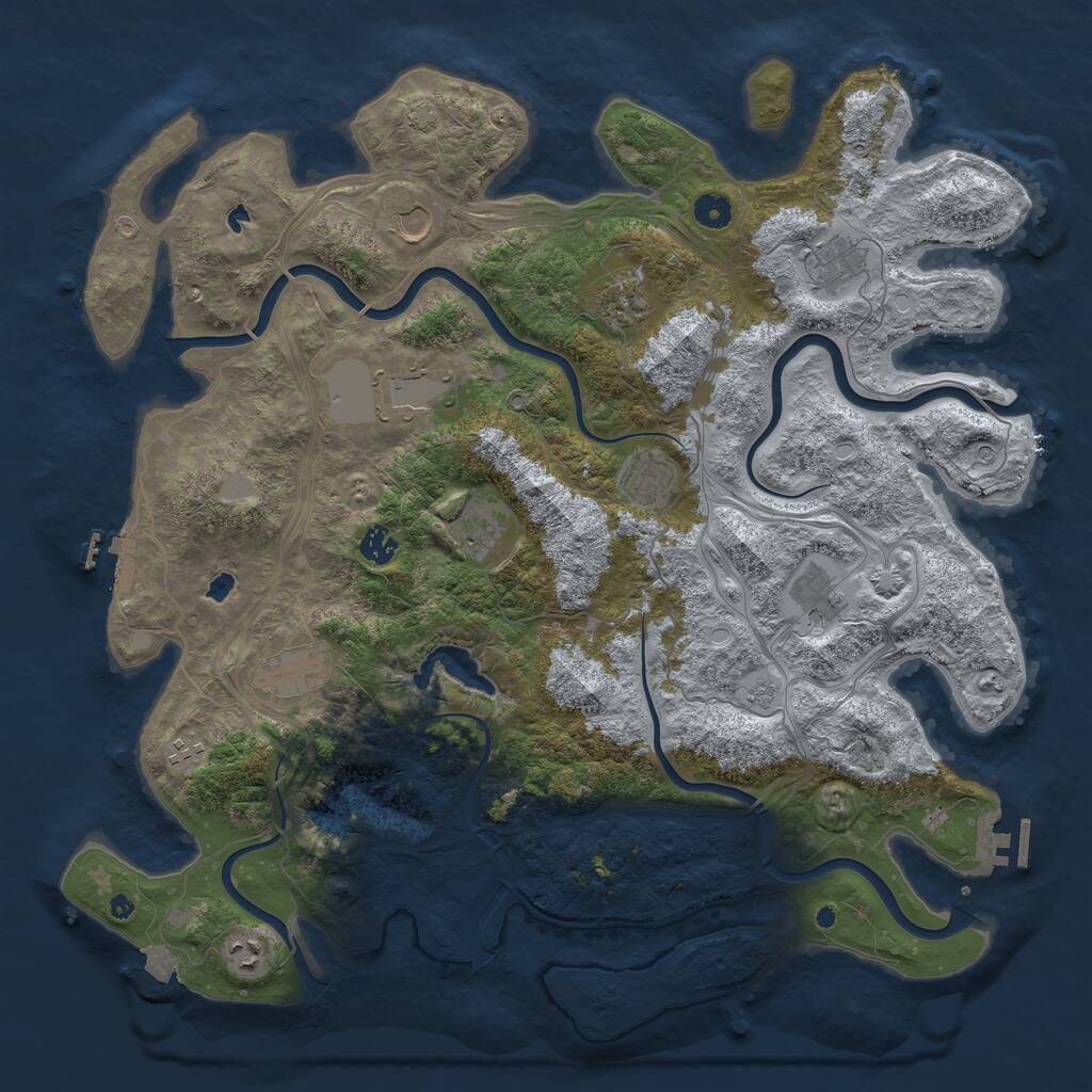 Rust Map: Procedural Map, Size: 4500, Seed: 1326941025, 17 Monuments
