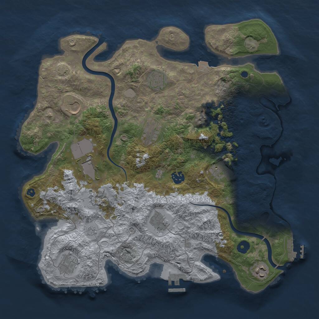 Rust Map: Procedural Map, Size: 3800, Seed: 81976, 17 Monuments