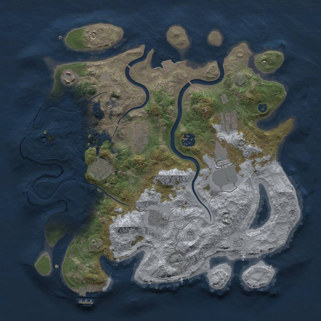 Rust Map: Procedural Map, Size: 3500, Seed: 81025, 13 Monuments