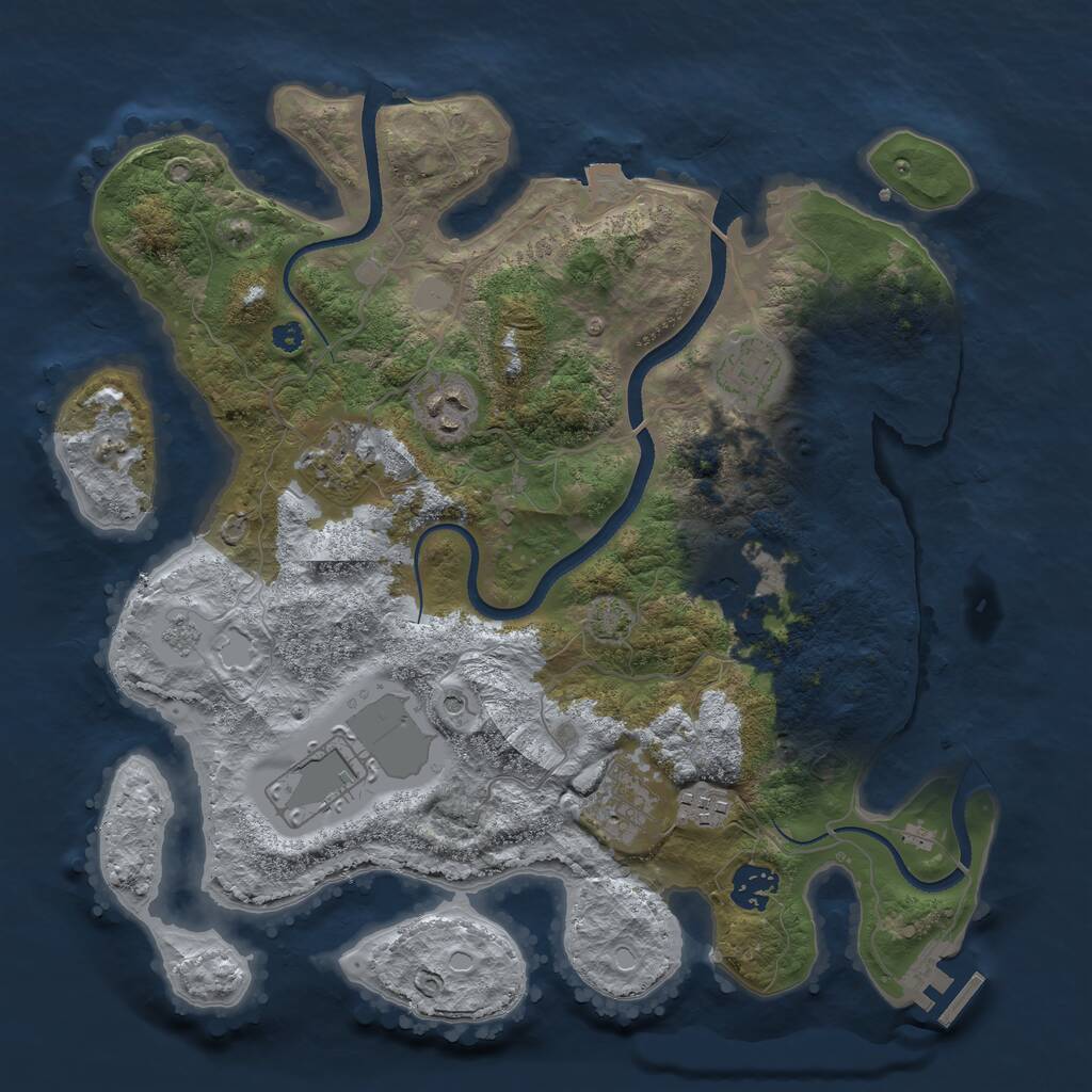 Rust Map: Procedural Map, Size: 3500, Seed: 91790418, 13 Monuments