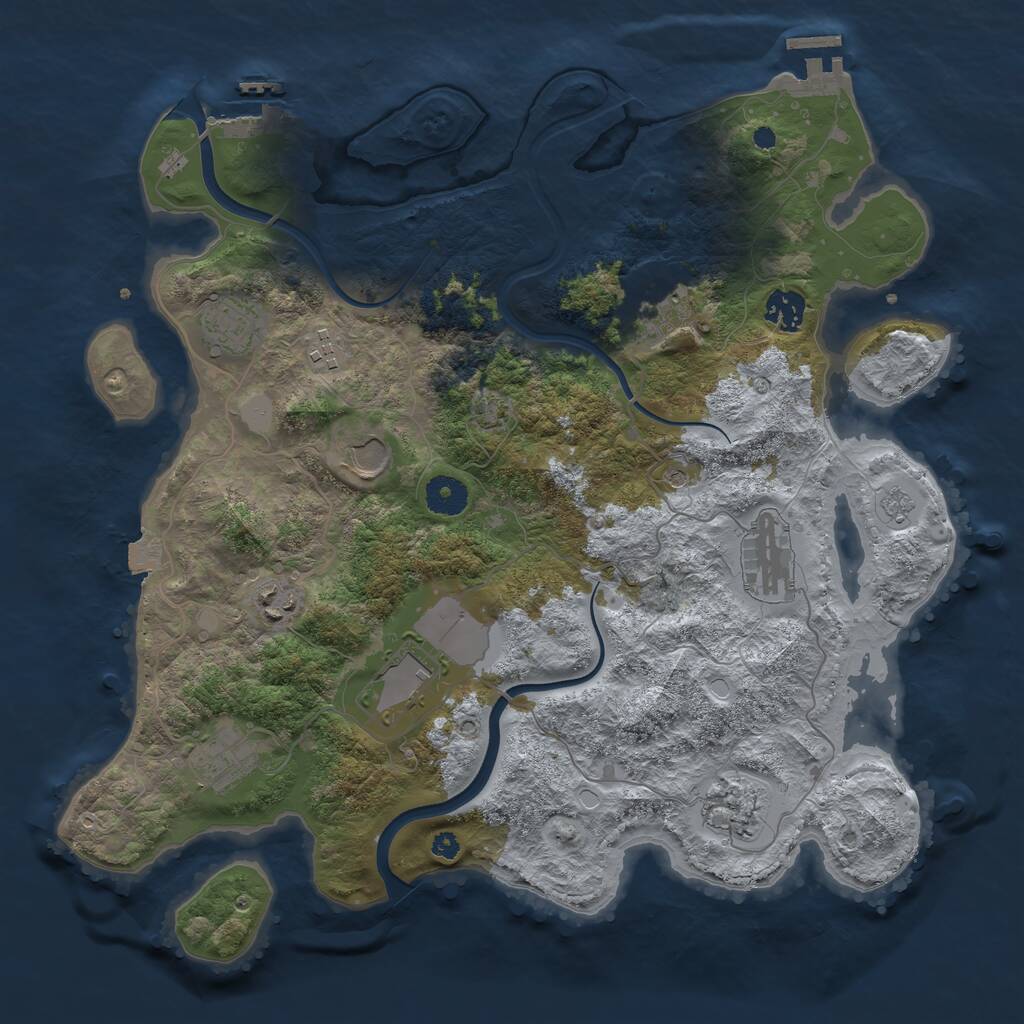 Rust Map: Procedural Map, Size: 3750, Seed: 260246640, 16 Monuments