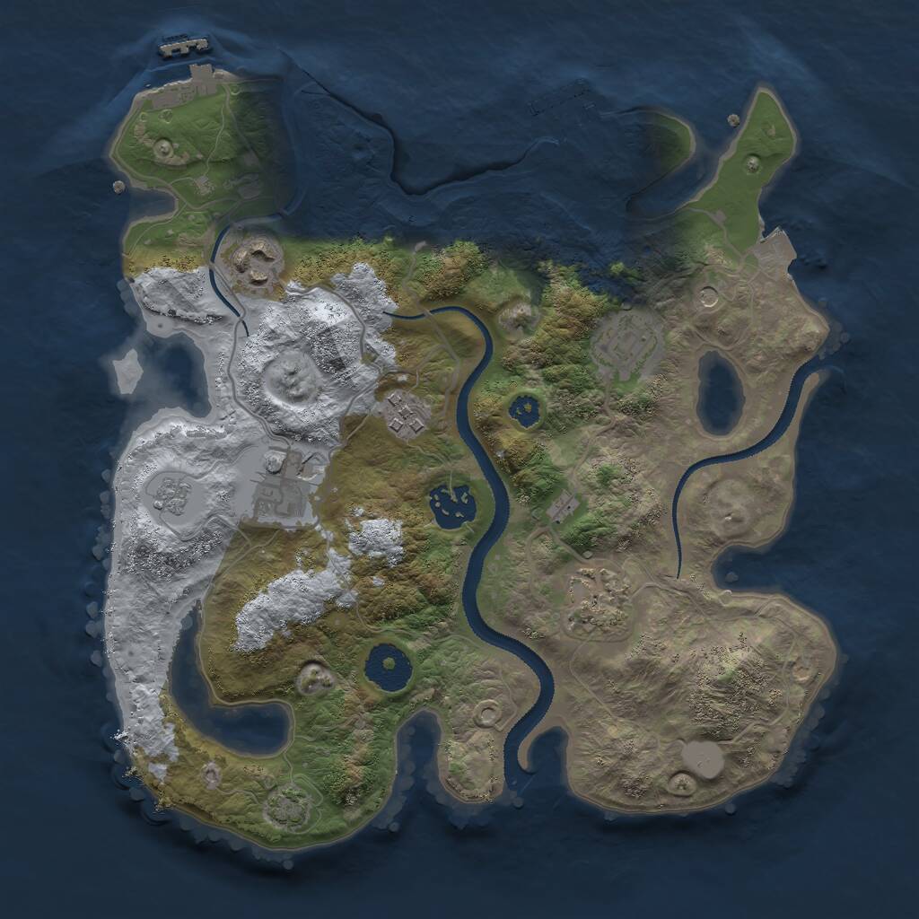 Rust Map: Procedural Map, Size: 3000, Seed: 15643, 12 Monuments