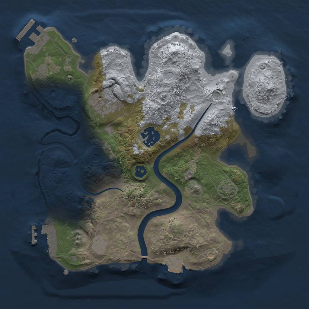 Rust Map: Procedural Map, Size: 2500, Seed: 390266944, 7 Monuments