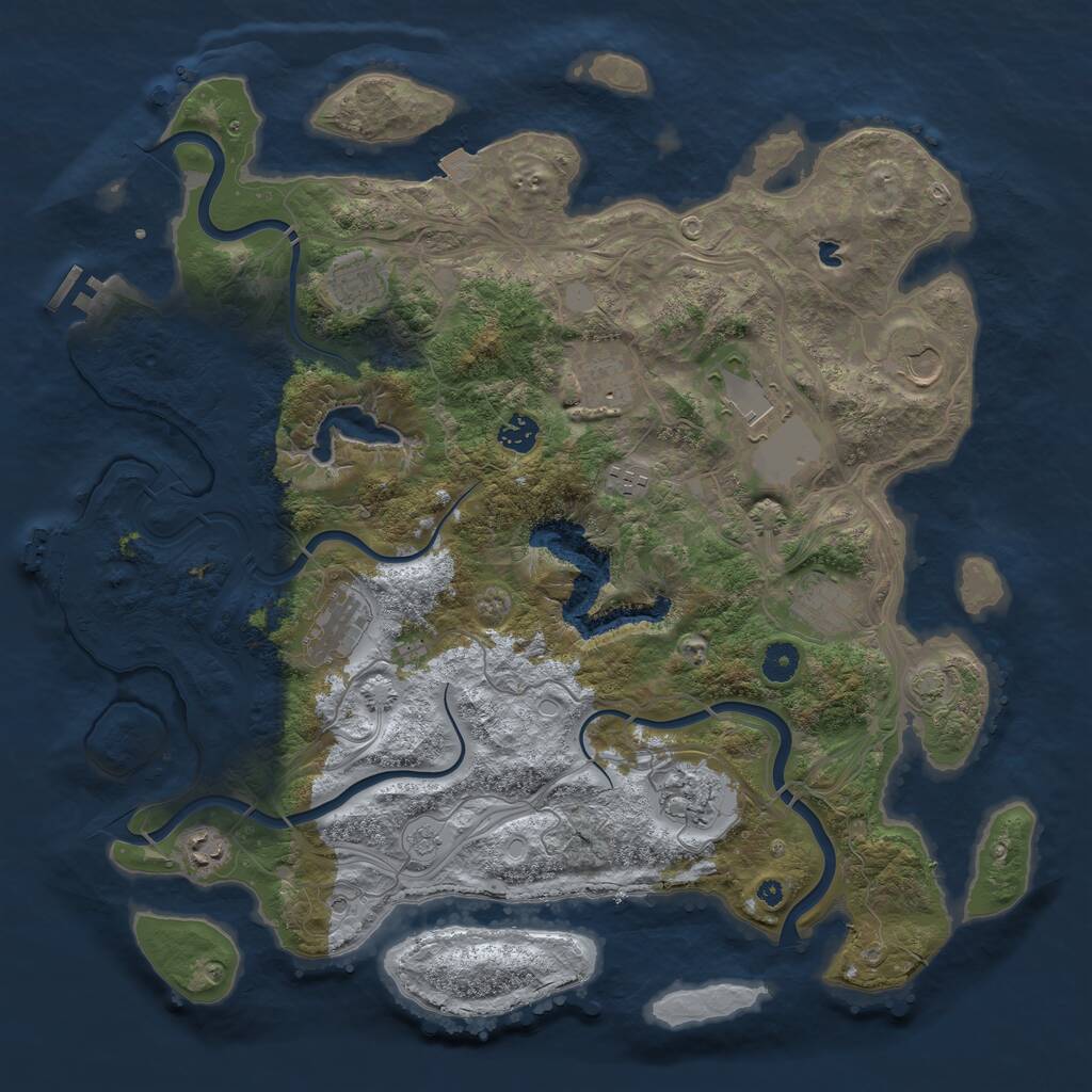 Rust Map: Procedural Map, Size: 4250, Seed: 172747157, 16 Monuments