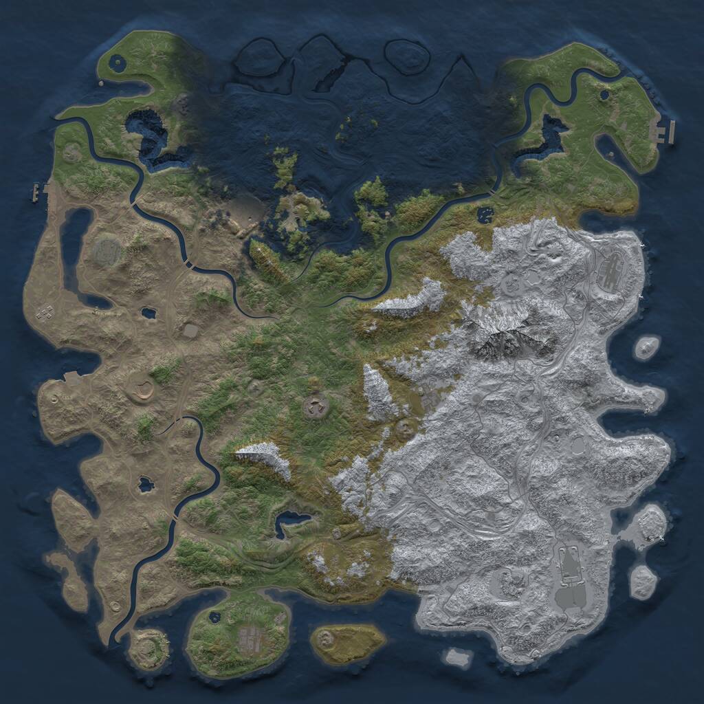Rust Map: Procedural Map, Size: 6000, Seed: 6542, 17 Monuments