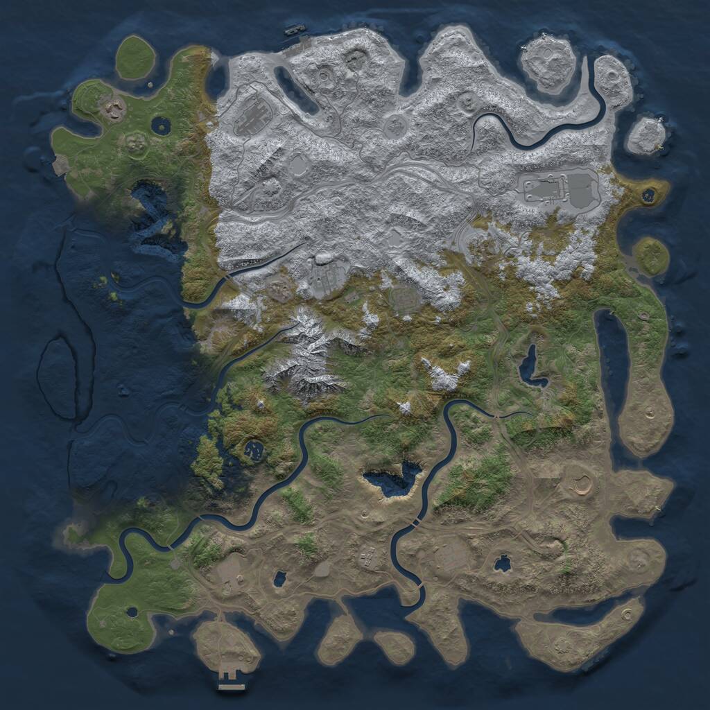 Rust Map: Procedural Map, Size: 5500, Seed: 25032937, 17 Monuments