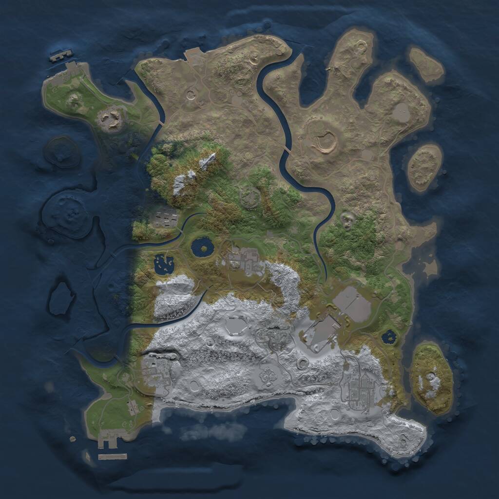 Rust Map: Procedural Map, Size: 3500, Seed: 495463094, 14 Monuments