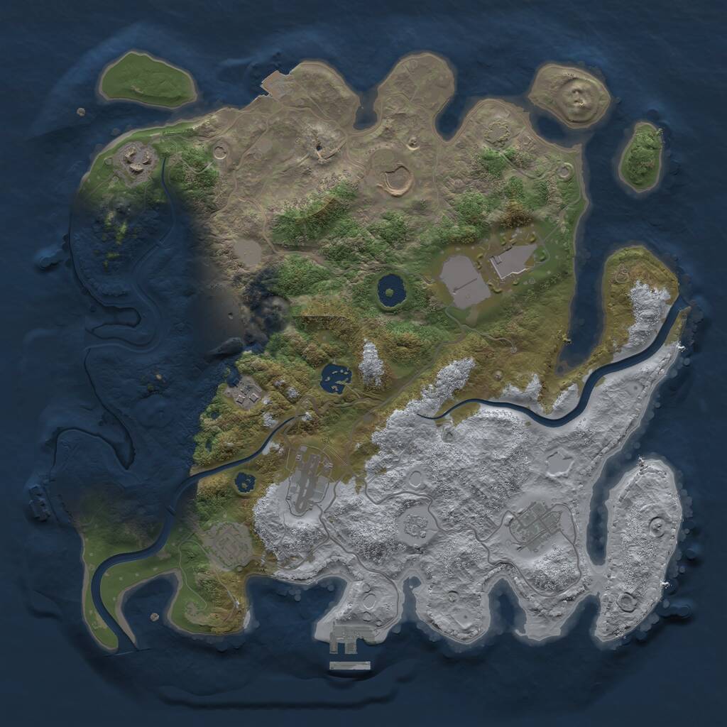 Rust Map: Procedural Map, Size: 3600, Seed: 374151747, 15 Monuments