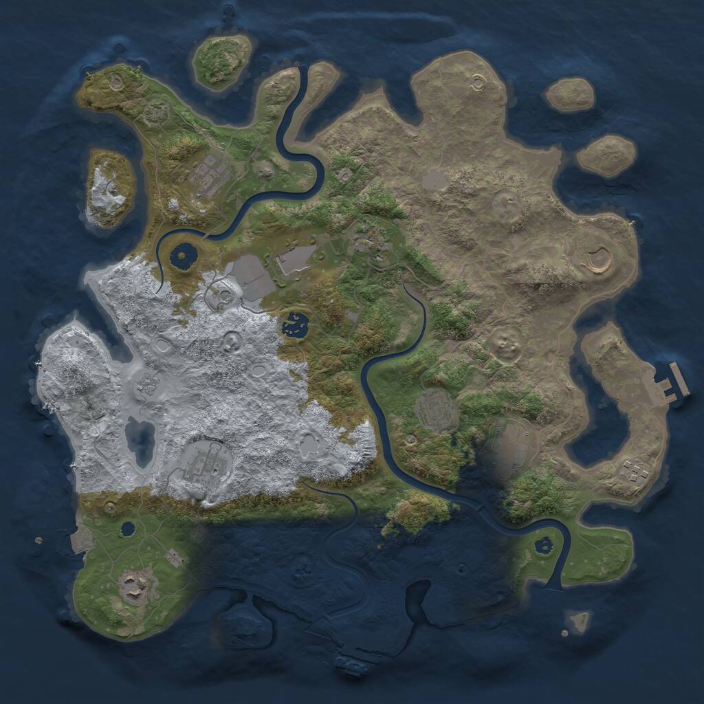 Rust Map: Procedural Map, Size: 3998, Seed: 19686, 16 Monuments
