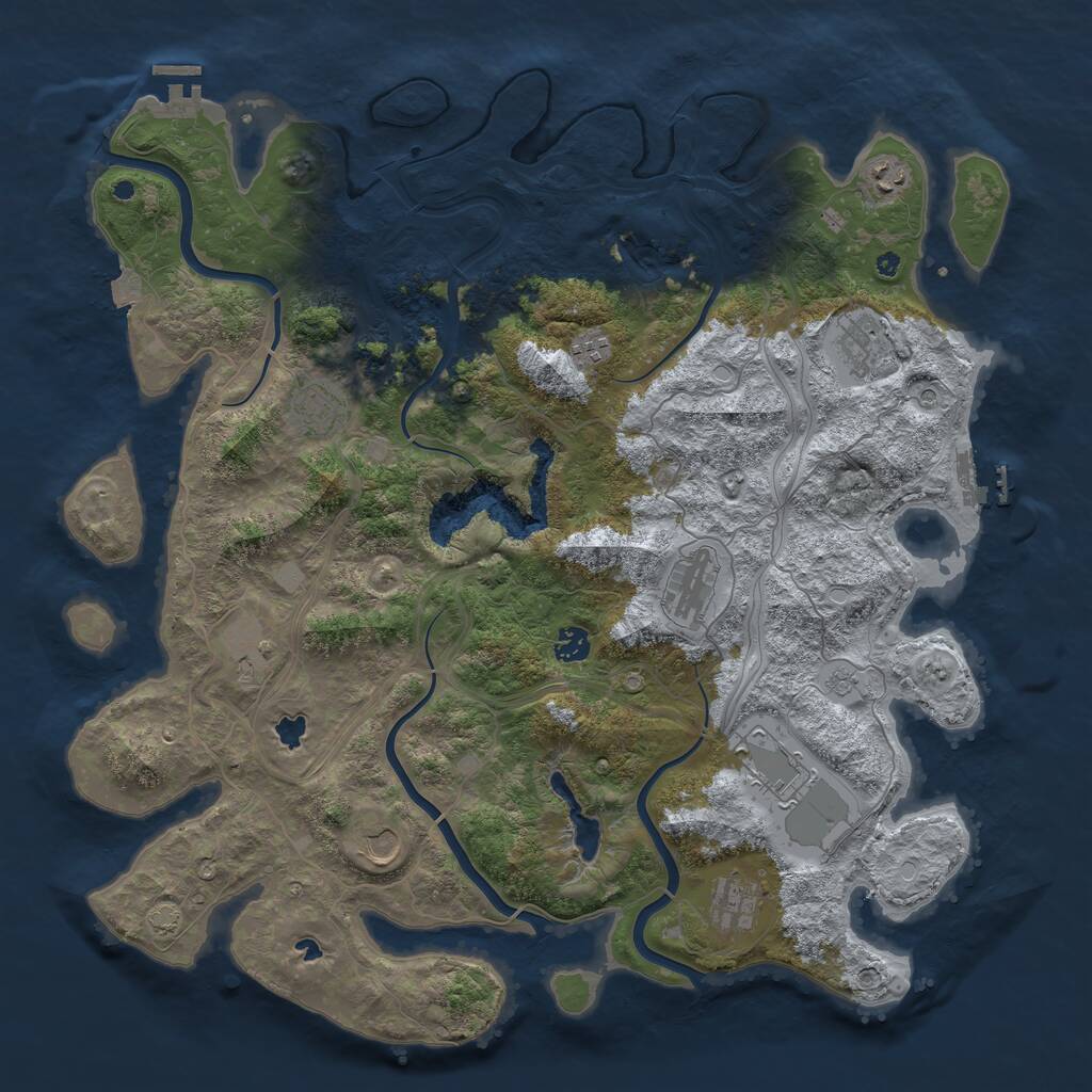 Rust Map: Procedural Map, Size: 4500, Seed: 1234512345, 16 Monuments