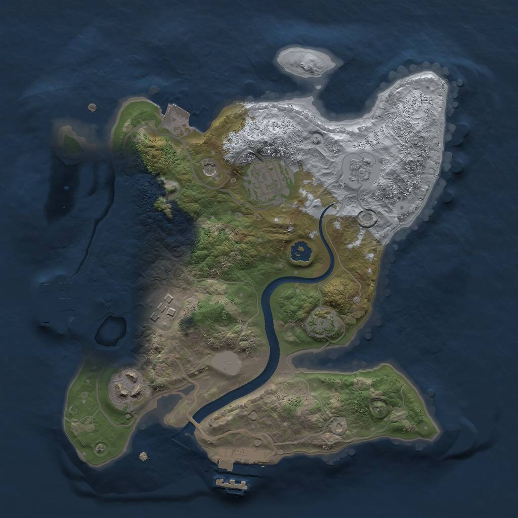 Rust Map: Procedural Map, Size: 2500, Seed: 1300, 9 Monuments