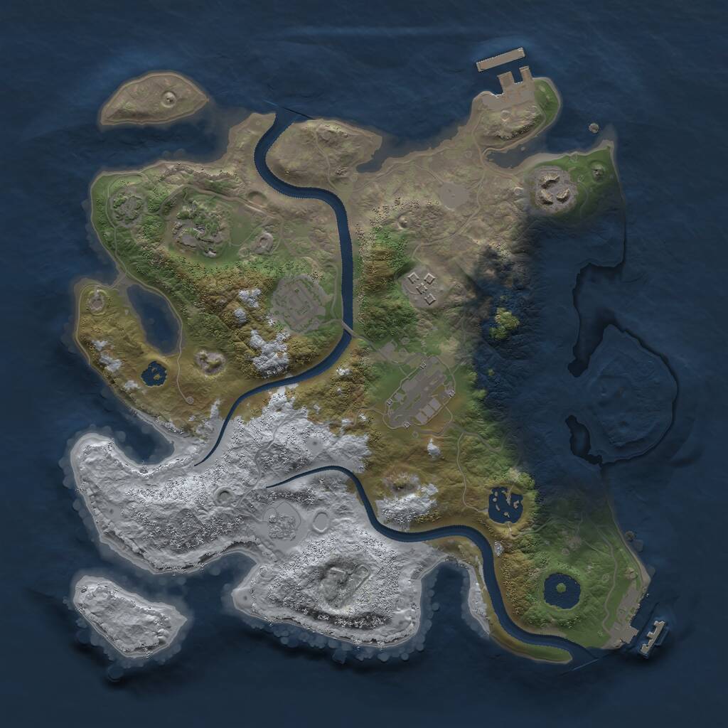 Rust Map: Procedural Map, Size: 3000, Seed: 46166, 11 Monuments