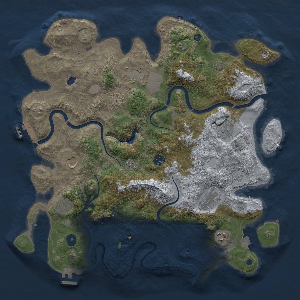 Rust Map: Procedural Map, Size: 4000, Seed: 889394381, 15 Monuments
