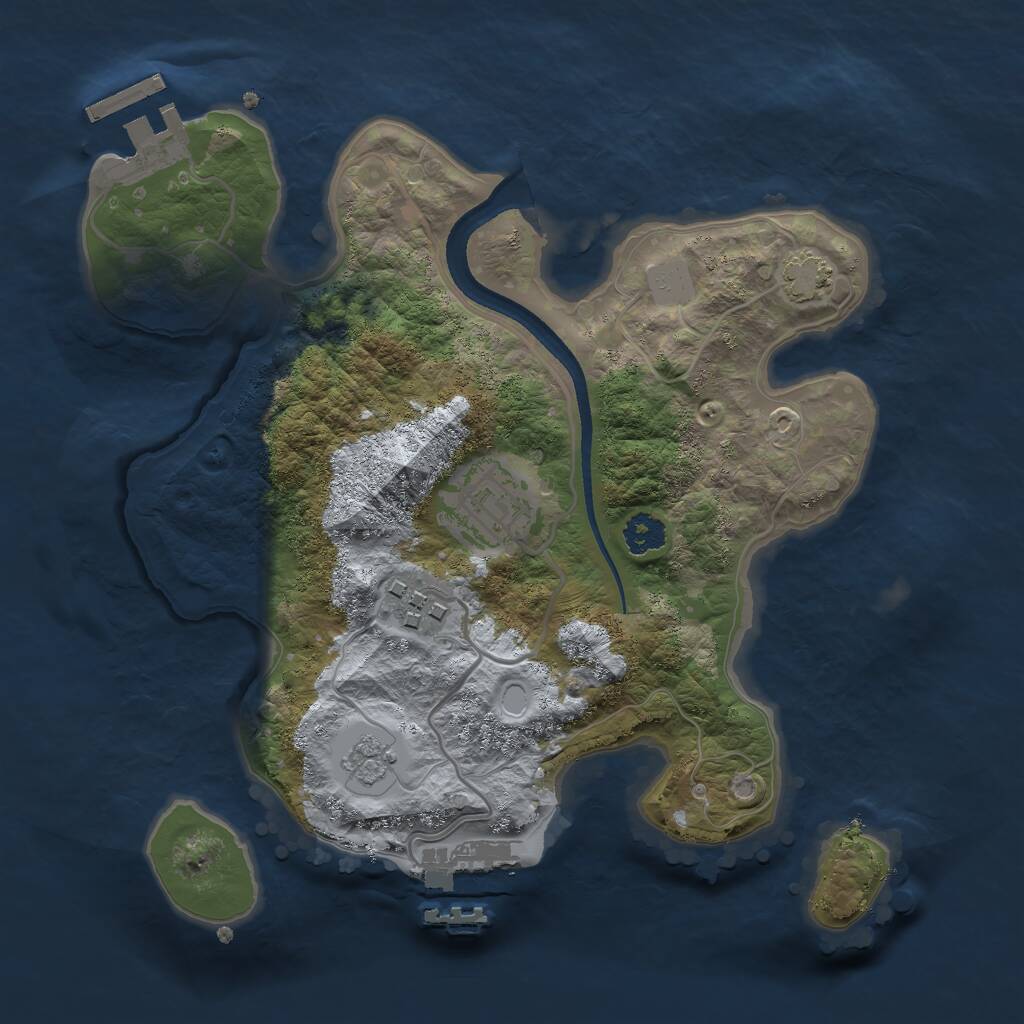 Rust Map: Procedural Map, Size: 2500, Seed: 8881038, 7 Monuments