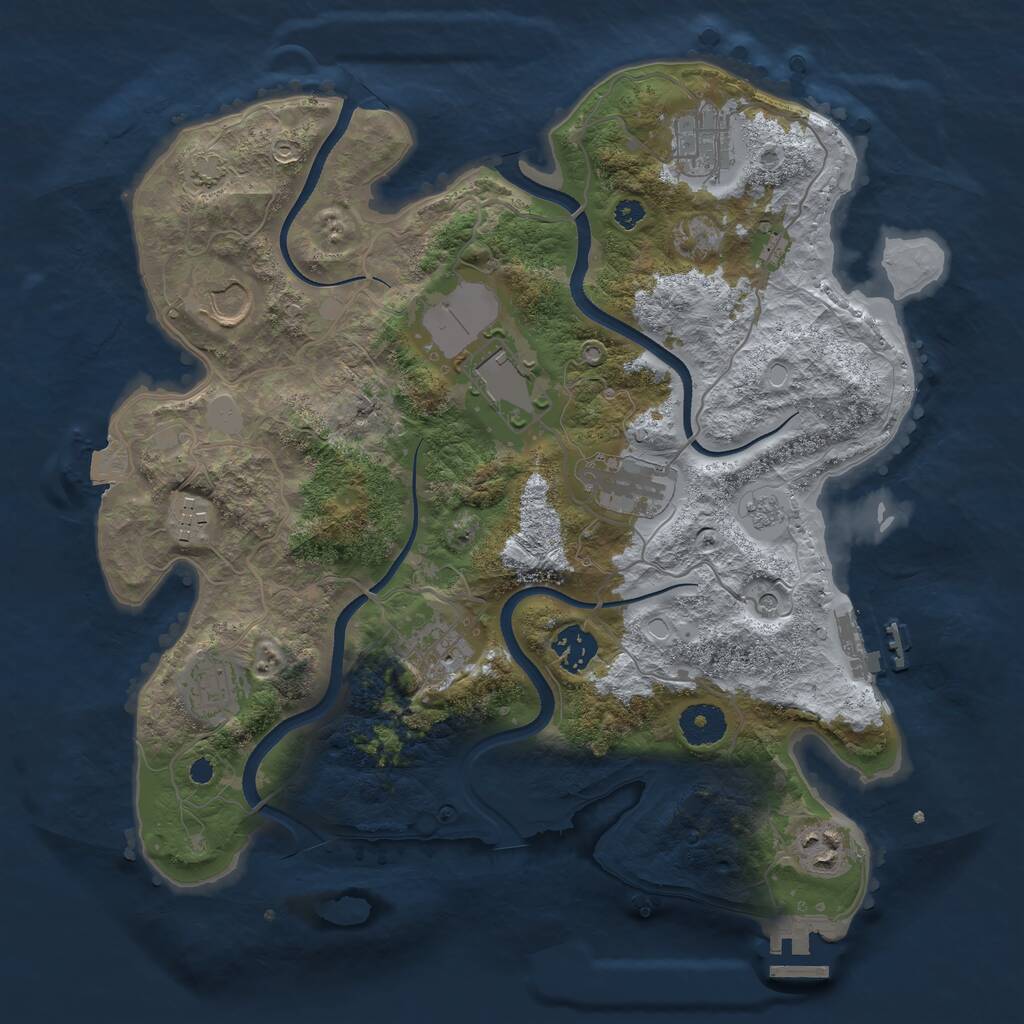 Rust Map: Procedural Map, Size: 3500, Seed: 677006017, 15 Monuments