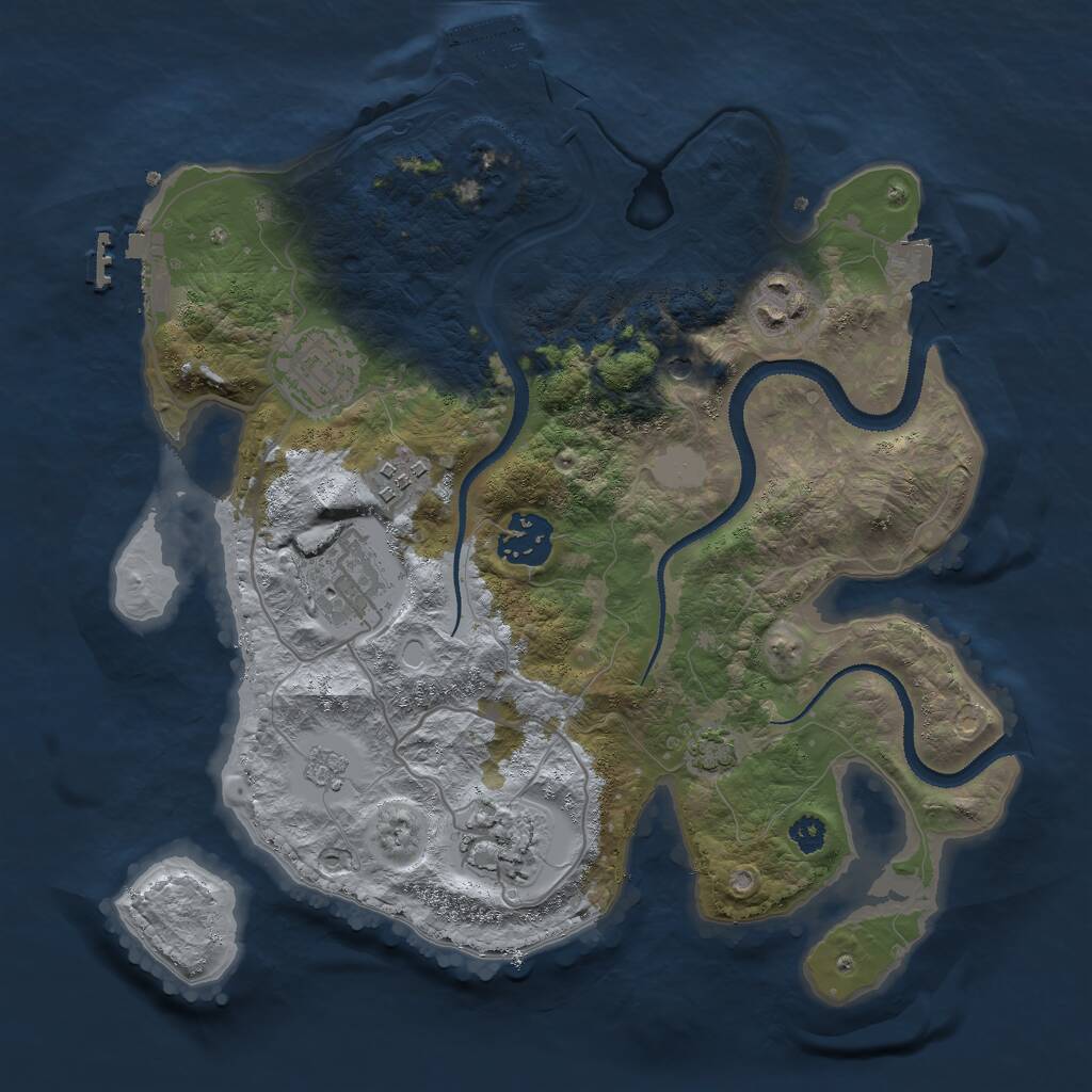 Rust Map: Procedural Map, Size: 3000, Seed: 2038248439, 12 Monuments