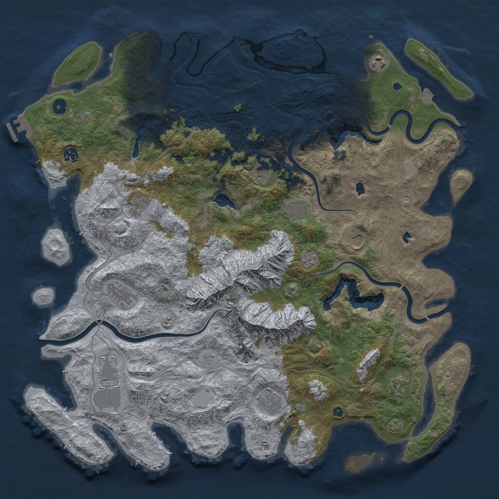 Rust Map: Procedural Map, Size: 5000, Seed: 1139016904, 16 Monuments