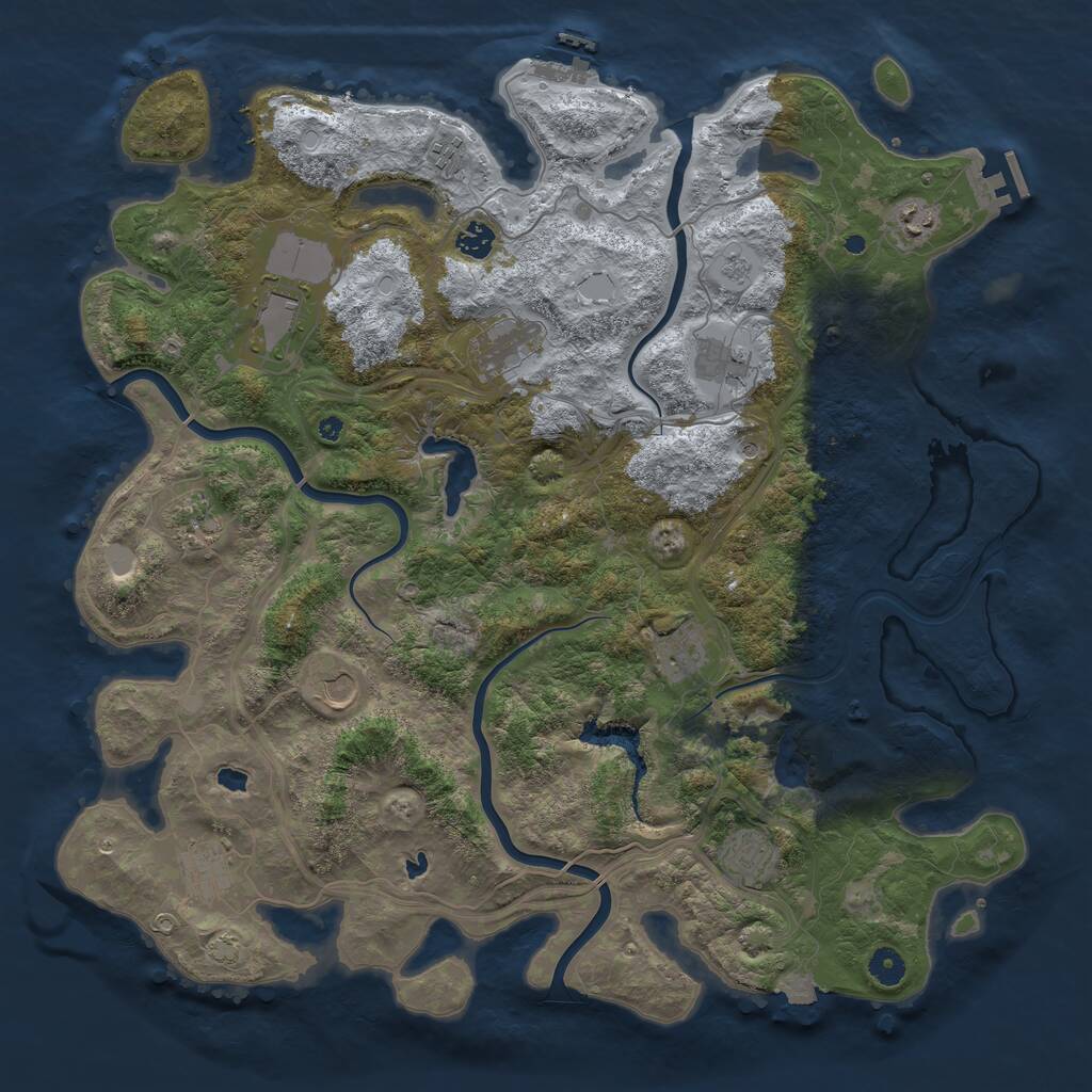 Rust Map: Procedural Map, Size: 4500, Seed: 988207931, 17 Monuments