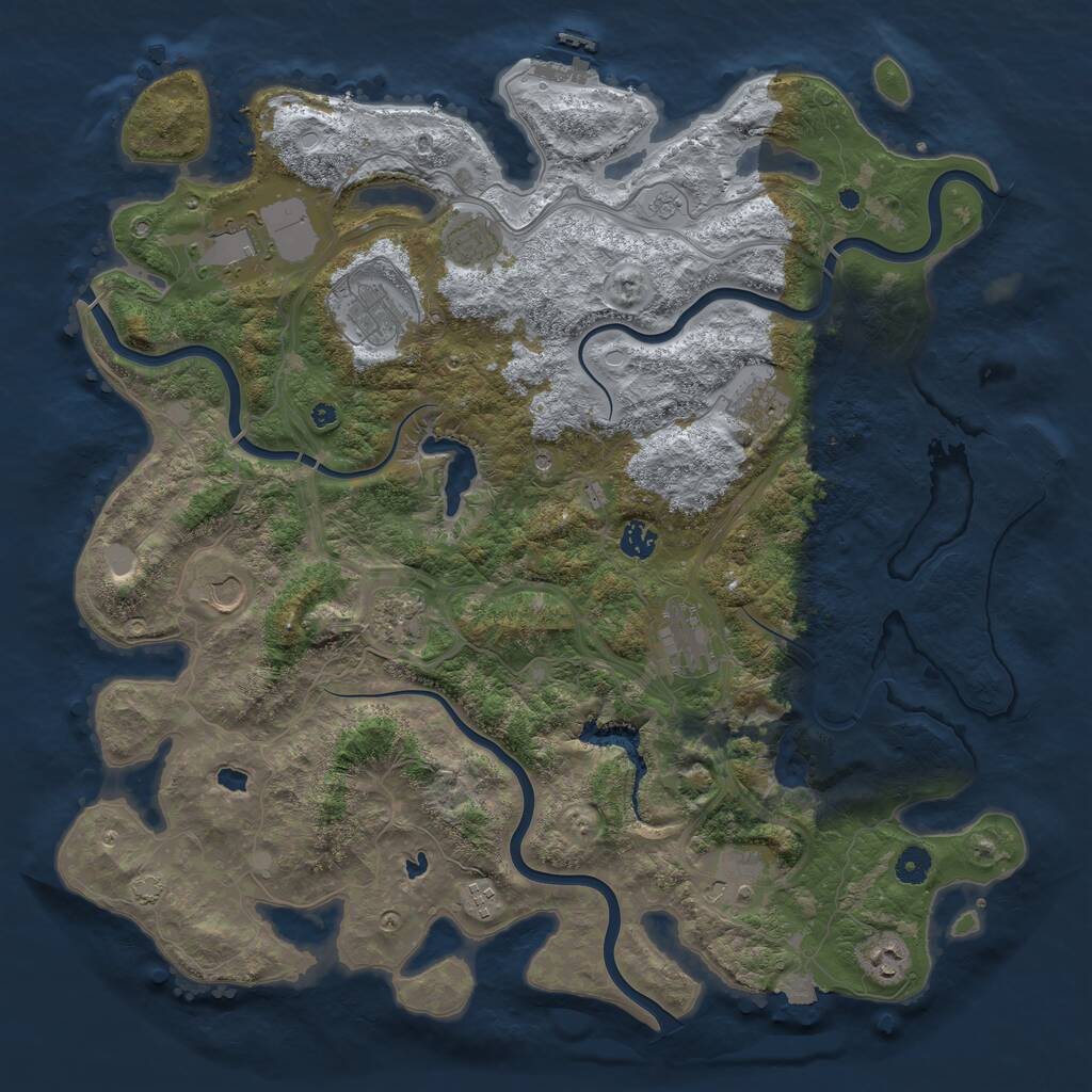 Rust Map: Procedural Map, Size: 4500, Seed: 988207931, 17 Monuments