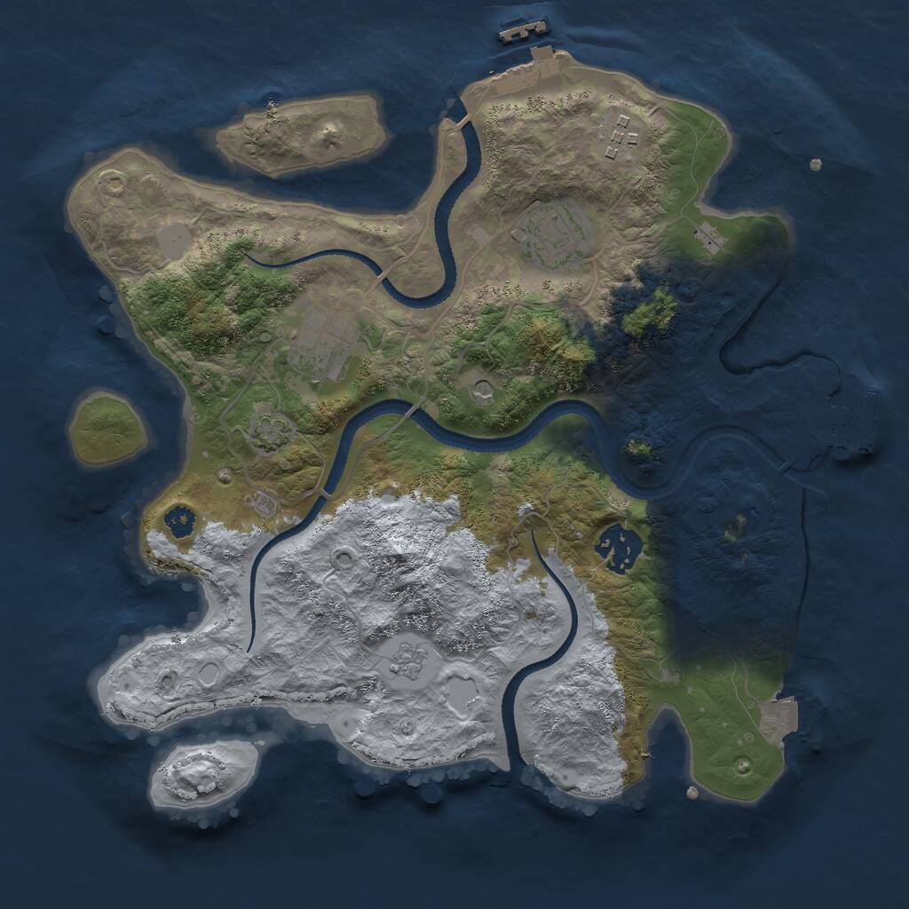 Rust Map: Procedural Map, Size: 3000, Seed: 1341577275, 10 Monuments