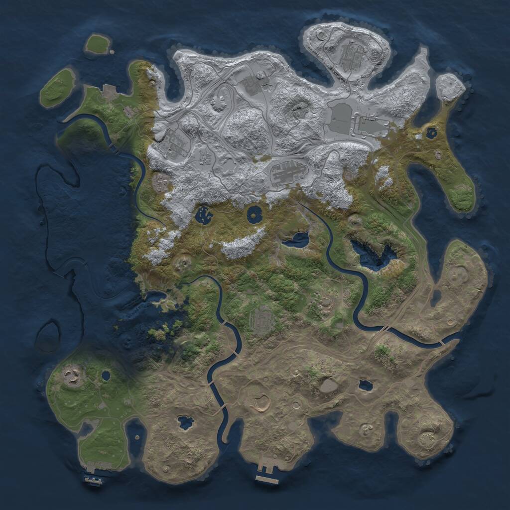 Rust Map: Procedural Map, Size: 4500, Seed: 744698969, 17 Monuments