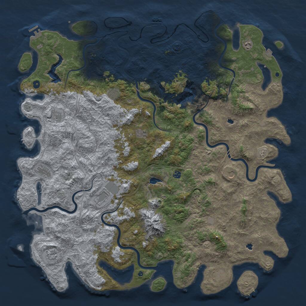 Rust Map: Procedural Map, Size: 6000, Seed: 811061005, 17 Monuments