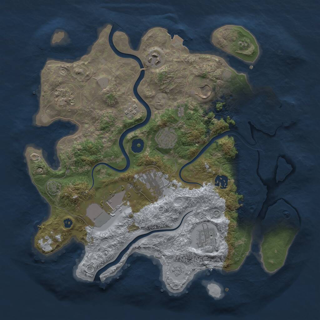 Rust Map: Procedural Map, Size: 3502, Seed: 860243340, 14 Monuments