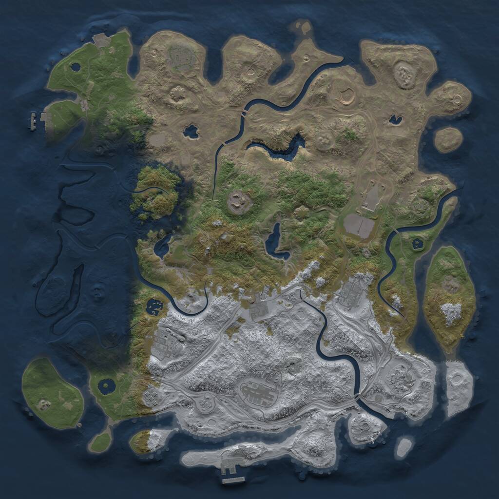 Rust Map: Procedural Map, Size: 4500, Seed: 897780275, 17 Monuments