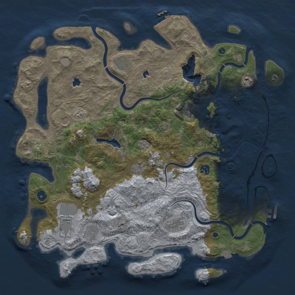 Rust Map: Procedural Map, Size: 4500, Seed: 1037865379, 16 Monuments