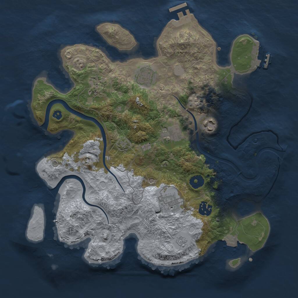 Rust Map: Procedural Map, Size: 3250, Seed: 1863174981, 13 Monuments