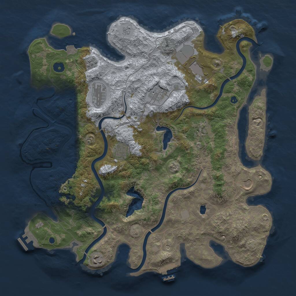 Rust Map: Procedural Map, Size: 4096, Seed: 1739614153, 14 Monuments
