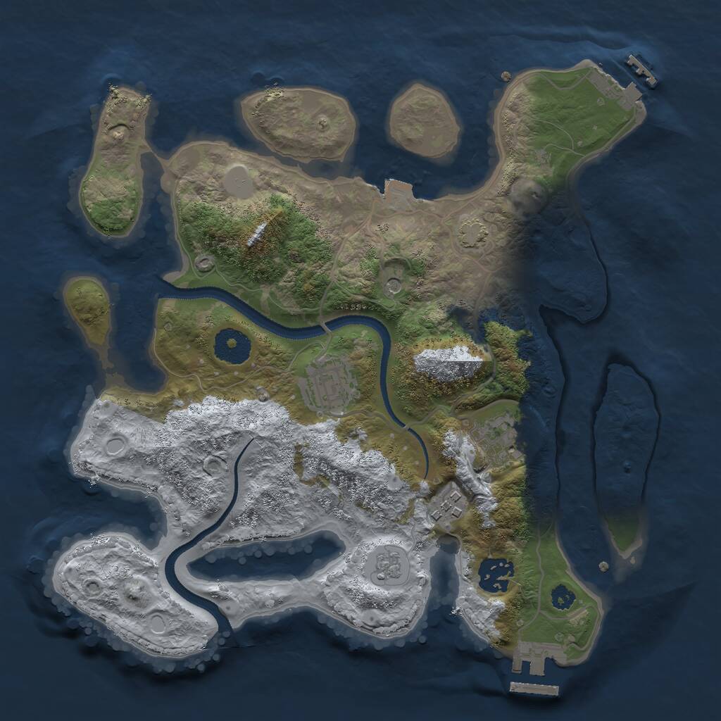 Rust Map: Procedural Map, Size: 3000, Seed: 1164109211, 10 Monuments