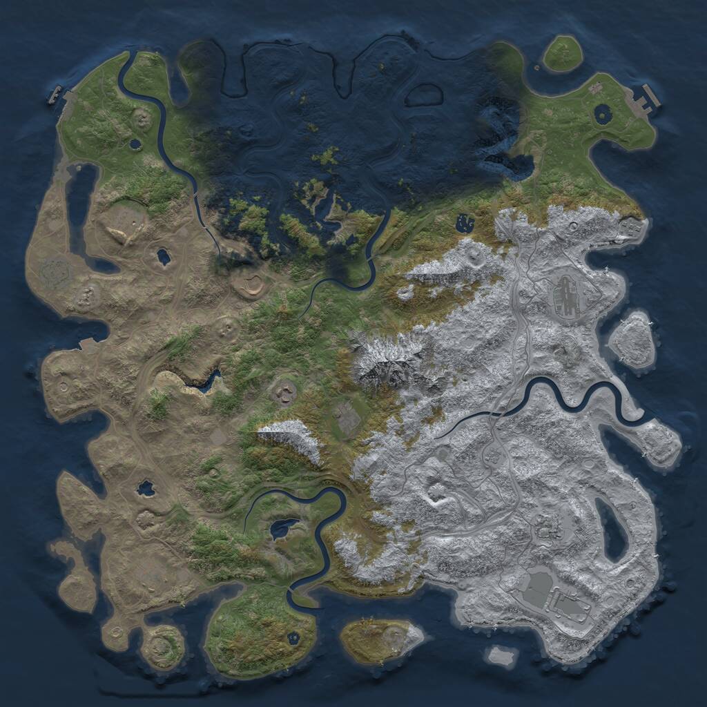 Rust Map: Procedural Map, Size: 5500, Seed: 6542, 17 Monuments