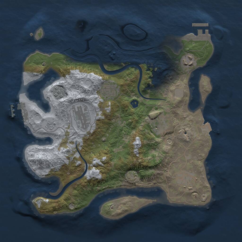 Rust Map: Procedural Map, Size: 3000, Seed: 804728924, 12 Monuments