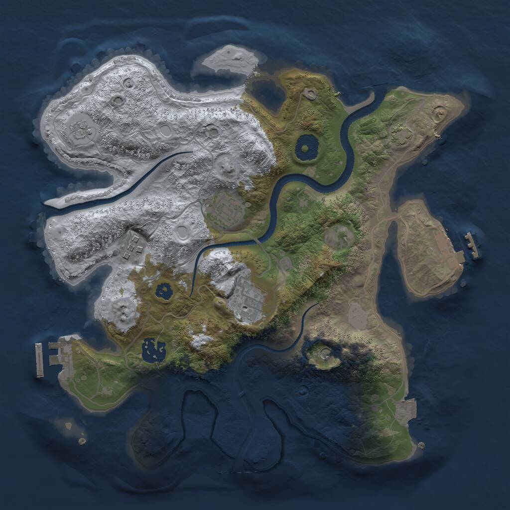 Rust Map: Procedural Map, Size: 3000, Seed: 18922, 10 Monuments