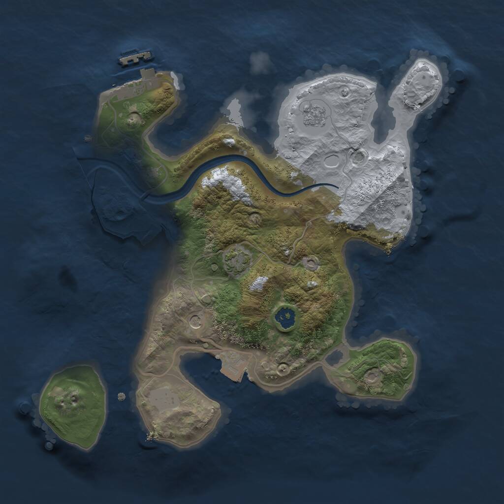 Rust Map: Procedural Map, Size: 2500, Seed: 84798, 5 Monuments