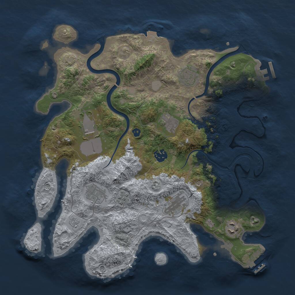 Rust Map: Procedural Map, Size: 3500, Seed: 285185706, 14 Monuments