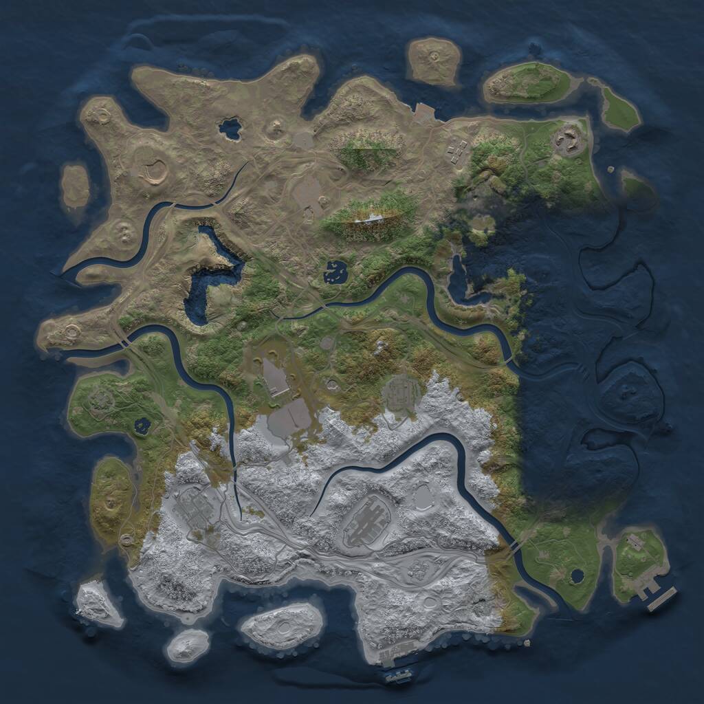 Rust Map: Procedural Map, Size: 4250, Seed: 849143301, 16 Monuments