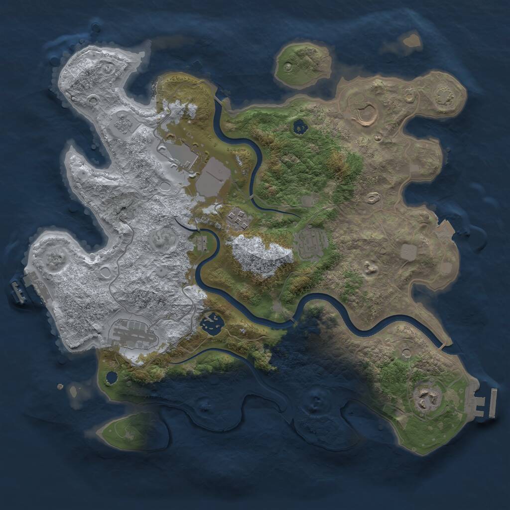 Rust Map: Procedural Map, Size: 3500, Seed: 53849, 13 Monuments