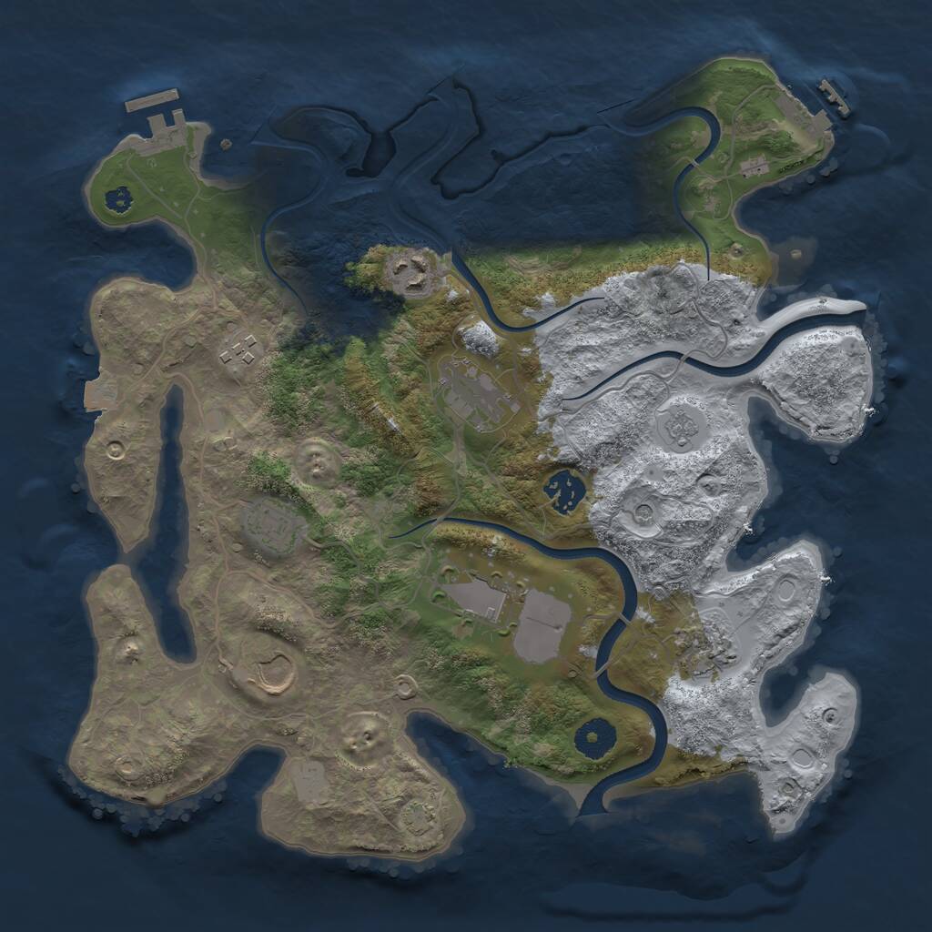 Rust Map: Procedural Map, Size: 3500, Seed: 1365278862, 14 Monuments