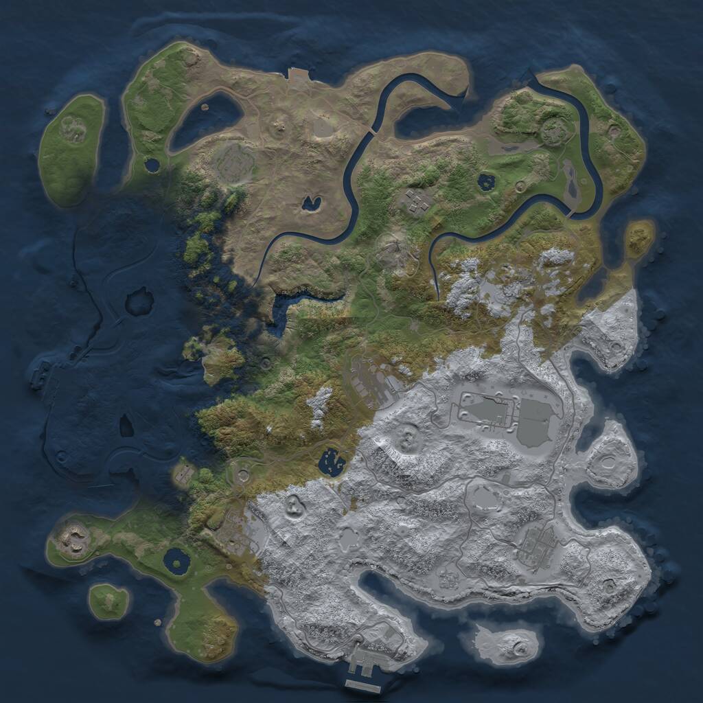 Rust Map: Procedural Map, Size: 4000, Seed: 99627, 15 Monuments
