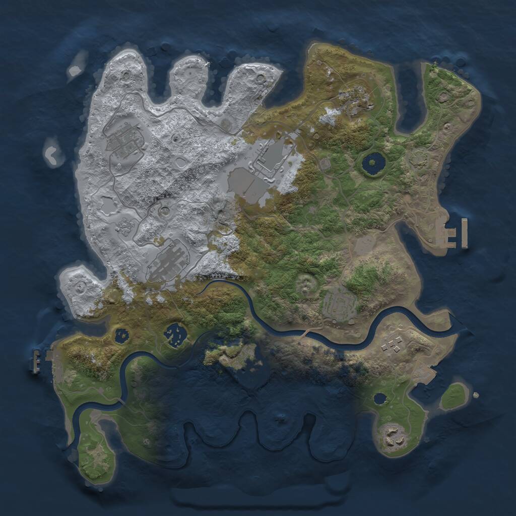 Rust Map: Procedural Map, Size: 3500, Seed: 931116077, 15 Monuments