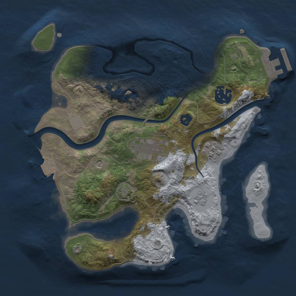 Rust Map: Procedural Map, Size: 2500, Seed: 58455318, 8 Monuments
